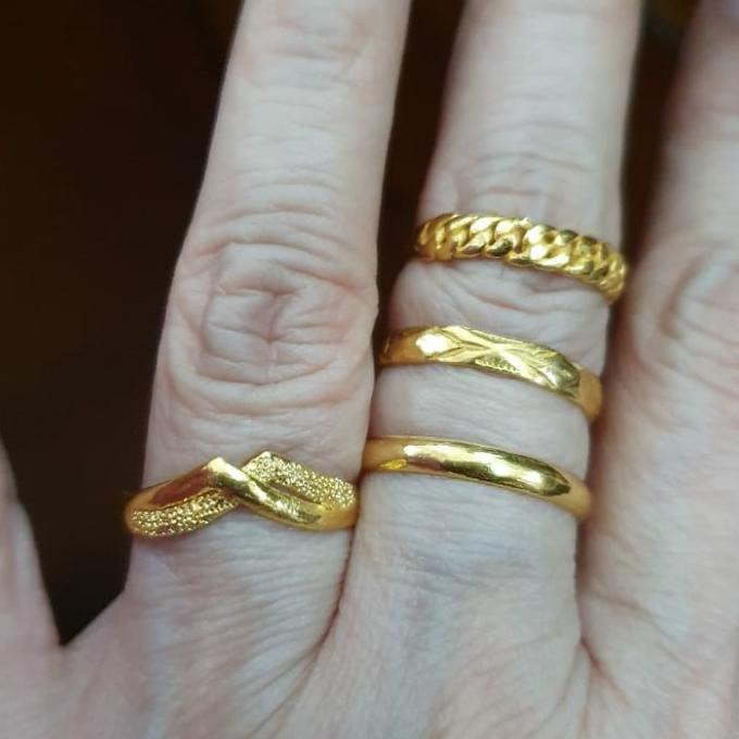 Cincin Emas Kuning Asli 24K / Cincin Kawin Emas Asli 24 Karat 99% 99 _ Aksesories Wanita