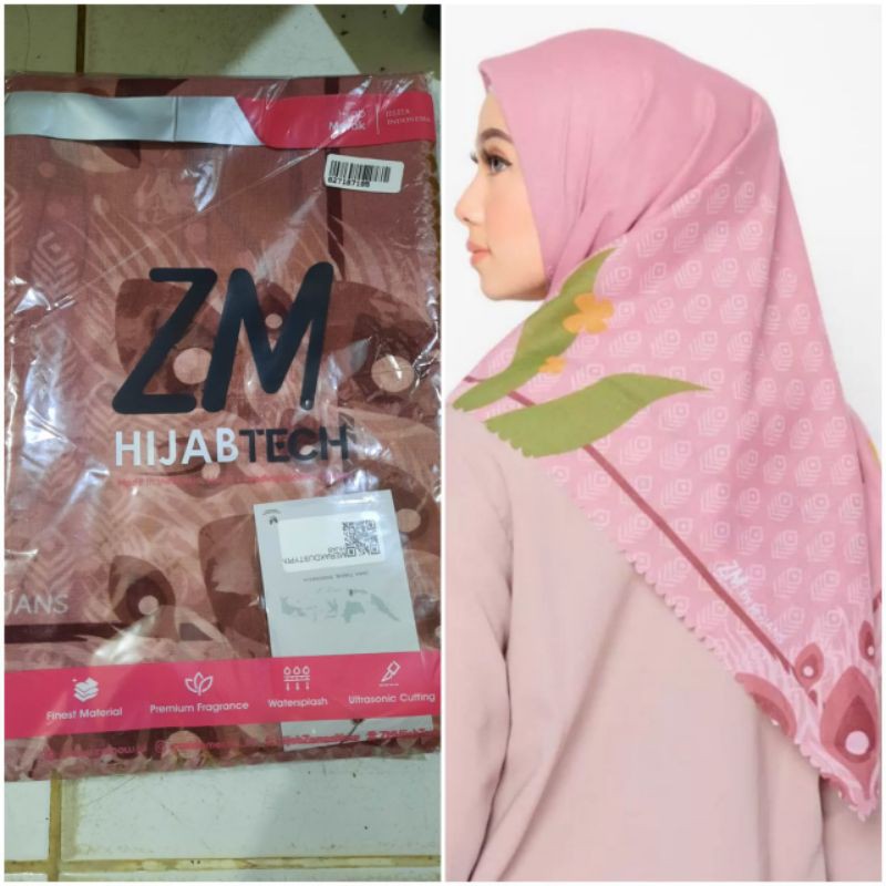 ZM Zaskia Mecca Burung Merak Scraf Hijab Segiempat- Dusty Pink