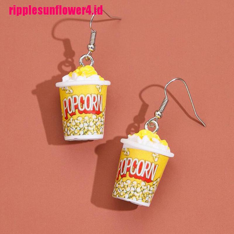 Anting Kait Gantung Desain Popcorn 3d Bahan Resin Untuk Wanita