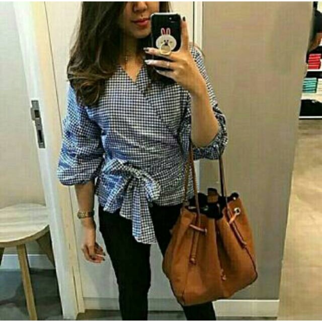 LQ Blouse NANDA / Ribbony square / atasan wanita terbaru (ada 3 warna)