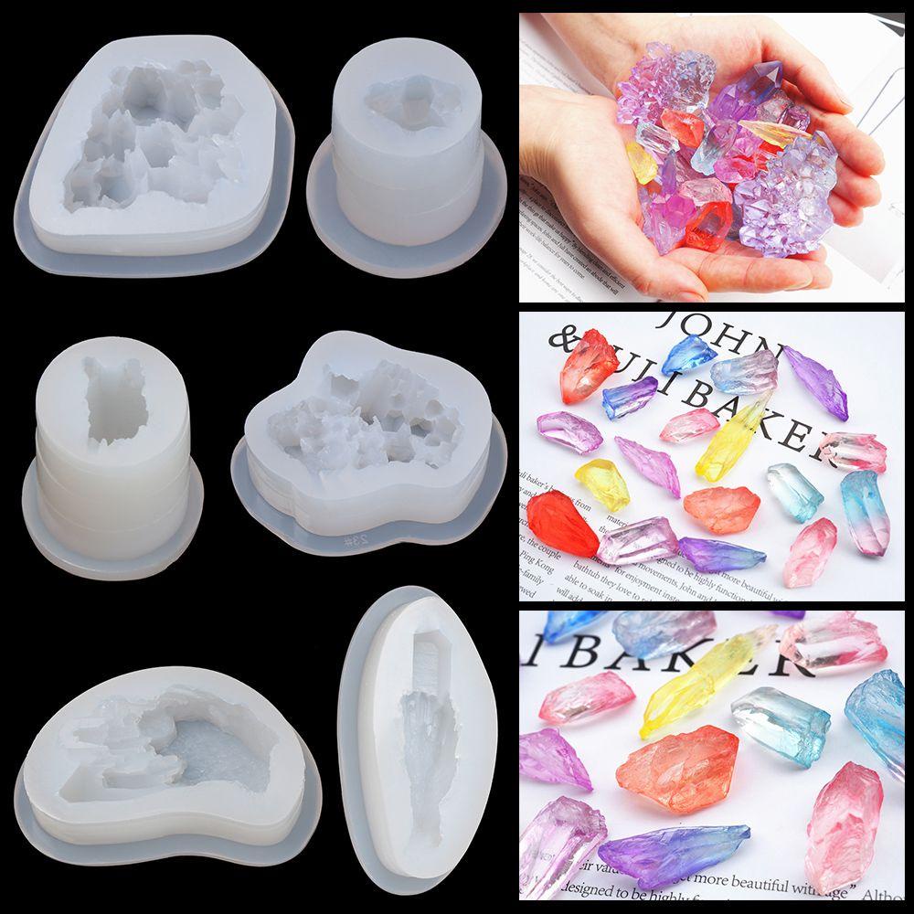 R-flower 1pcs Cetakan Resin Alat Membuat Perhiasan Kristal Cluster Batu Liontin Silikon Epoxy Casting