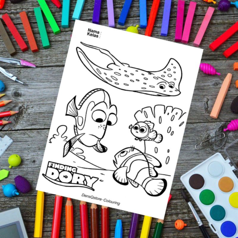 

Kertas Mewarnai Gambar Anak Tema Finding Dori / Kertas Gambar (10 Lembar Gambar)