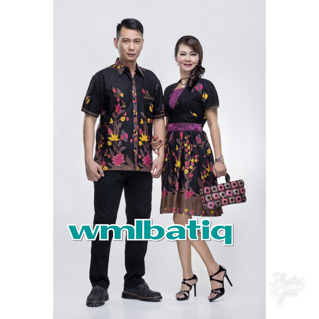 SARIMBIT COUPLE BATIK DRESS TERUSAN TASYA HITAM UNGU