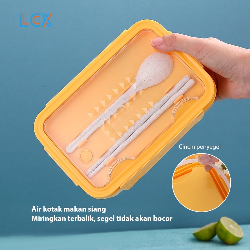 LCX Lunch Box 3 Grid Tempat Makan Dengan Dengan Kotak Sup Dan Sendok Gratis kKtak Bekal VS-55