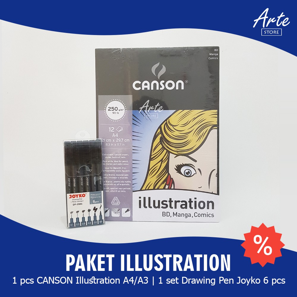 PAKET ILLUSTRATION (Canson Illustration dan Drawing Pen Set)