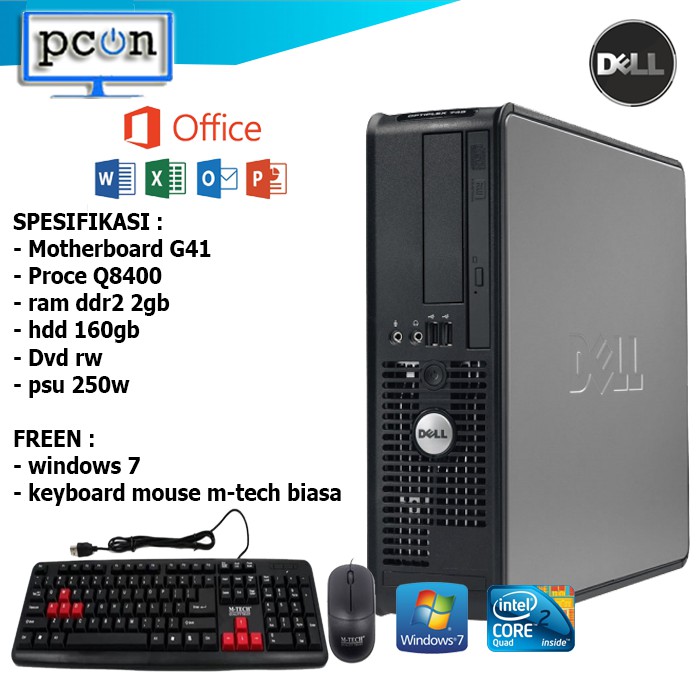 PC BUILD UP DELL OPTIPLEX 740 SLIM CORE2 QUAD WINDOWS ORI