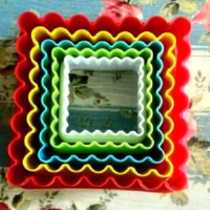 Cookie cutter kotak warna warni, cutter fondant kotak, cetakan cookies kotak