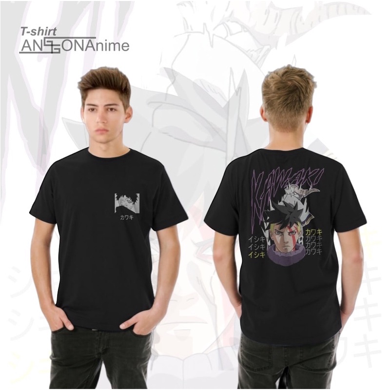 Kaos Anime Katun Combed warna hitam lembut nyaman