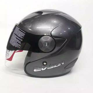 HELM KYT 2 VISION SOLID WARNA LENGKAP - BLACK DOFF-GUNMETT