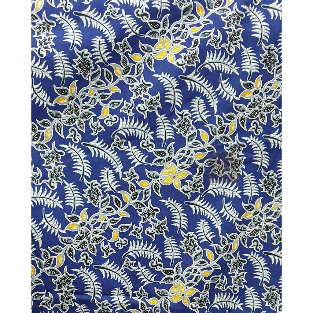 Batik Biru Navy Print Katun Halus Meteran Seragam