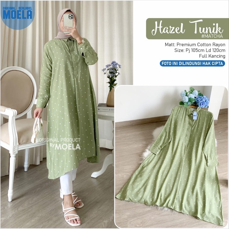 LONG TUNIK BAHAN RAYON • HAZEL TUNIK ORI BY MOELA