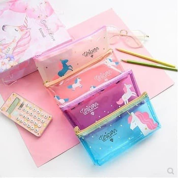 

Jual [PENCIL CASE] Transparan UNICORN Design / Dompet Pensil Limited