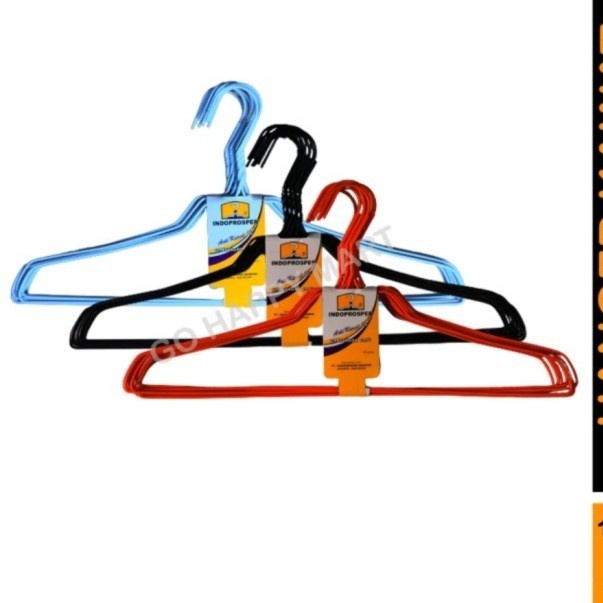 Gantungan Kawat Plastik Warna Warni Tebal Anti Karat Premium Indoprosper Isi 10 Pcs | Gantungan Baju