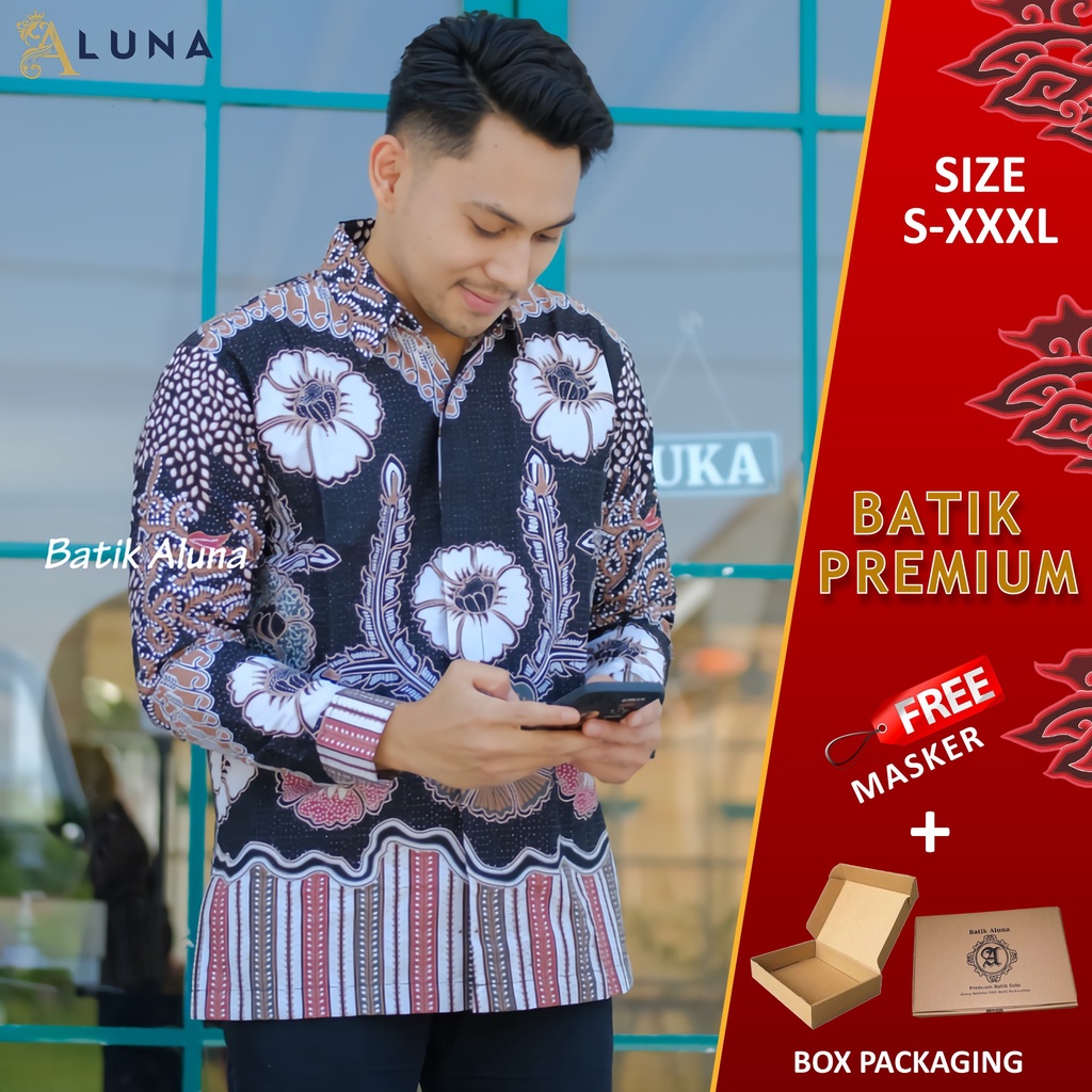 KEMEJA BATIK PRIA LENGAN PANJANG PREMIUM REGULAR KANTOR MODERN BATIK ALUNA PCW 012