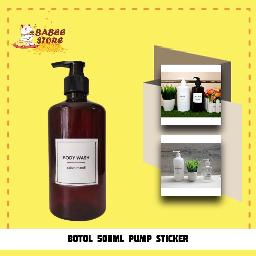 BOTOL SABUN CAIR PUMP LABEL STICKER / BOTOL REFILL SABUN AESTHETIC 500ML