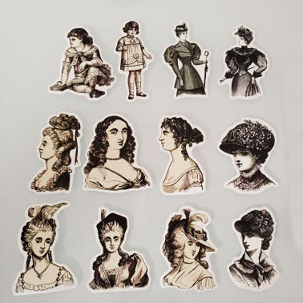 Lanfy European Ladies Sticker Multi Use DIY Mainan Decals Untuk Mobil Gitar Usia Tengah Retro Karakter Vintage Poster Eropa