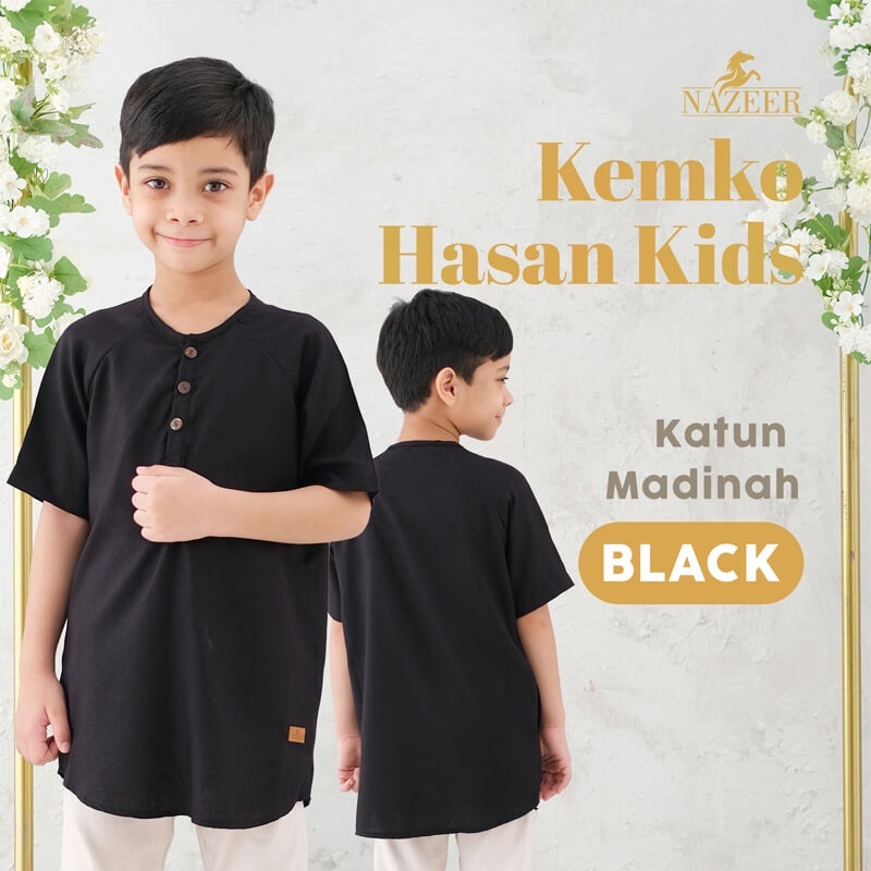 Baju Muslim Koko Kurta Anak Laki Laki HASAN KIDS Lengan Pendek NAZEER