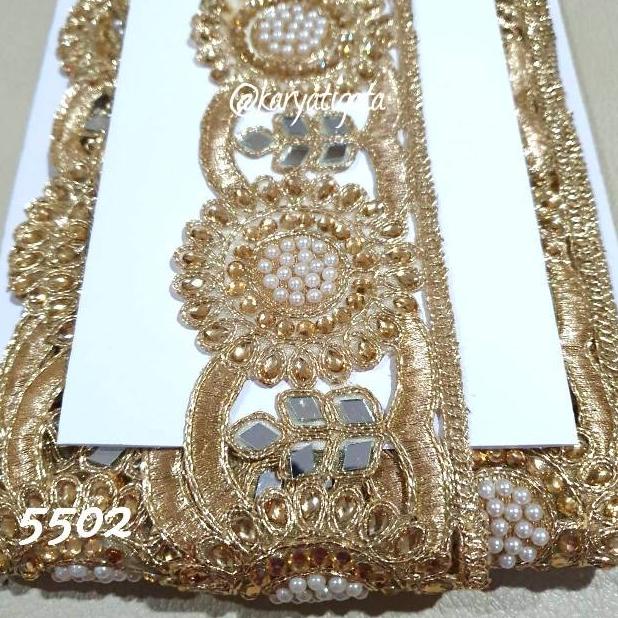$$$$] Kode 5502 - Renda India Bordir Emas Full Manik Mote (9 Meter)