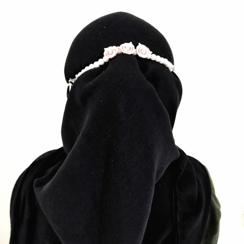 Konektor Masker Hijab Pastel Rose Flower Pearl Connector Mask Strap Extender Bunga Mutiara Korea