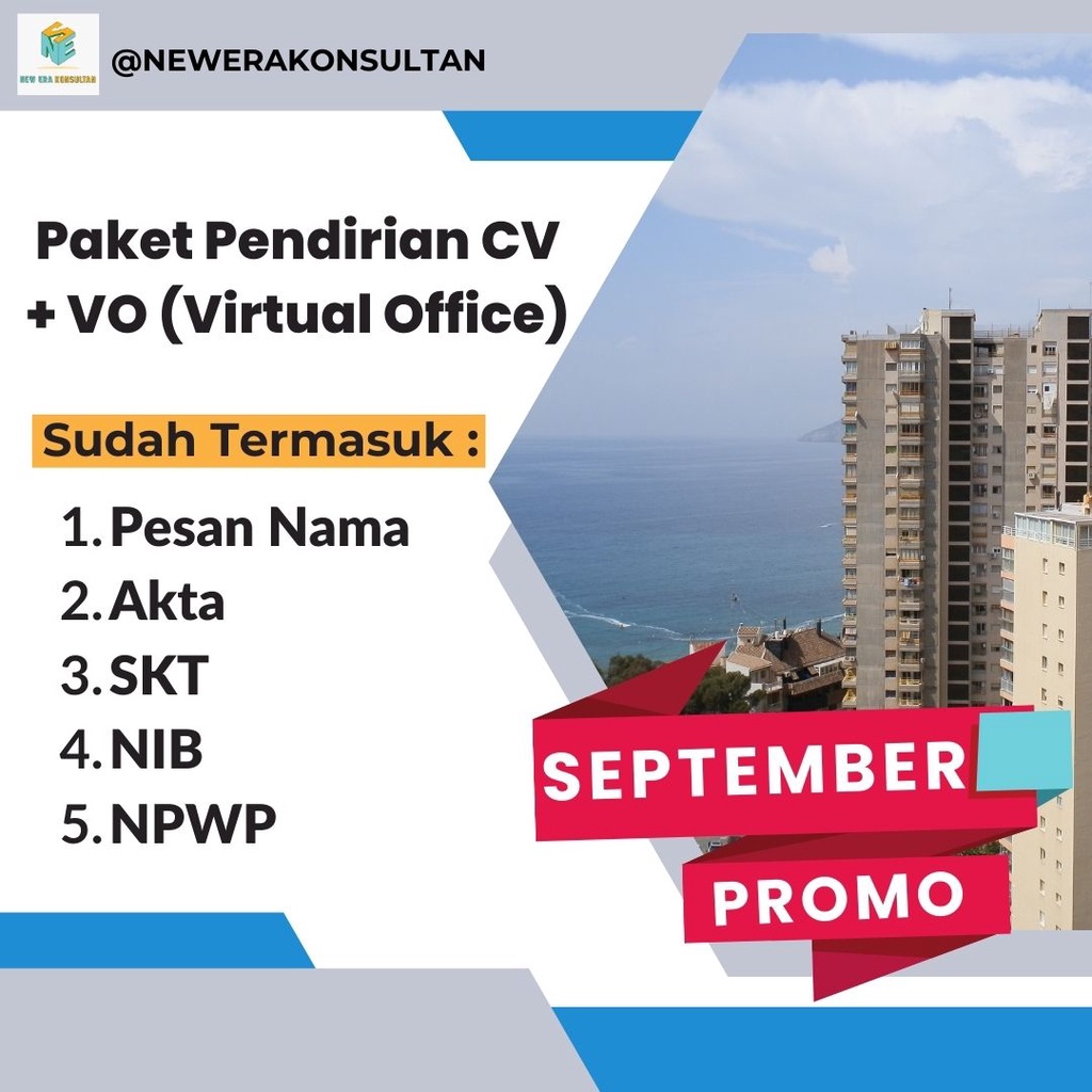 

PROMO SEPTEMBER PAKET PENDIRIAN CV + VO