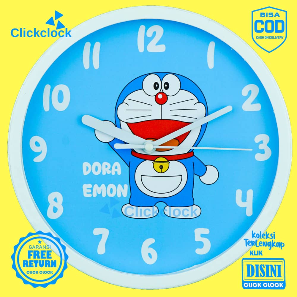 Jam Dinding Analog Karakteranak Doraemon Biru Karakter NN1101 Besar Hiasan Kamar Unik