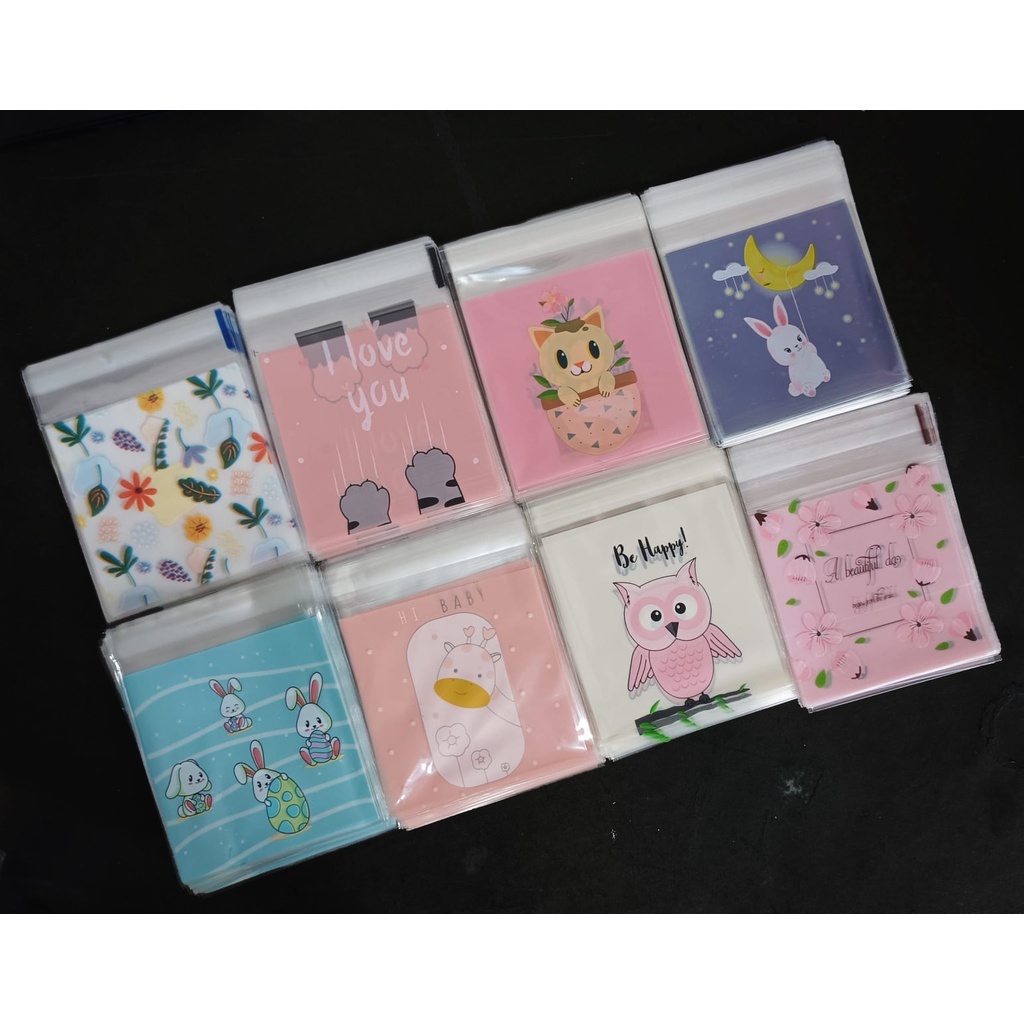 100 pcs 10x10 Cookies bag / plastik kue kering / Kemasan kue lucu SERI 2