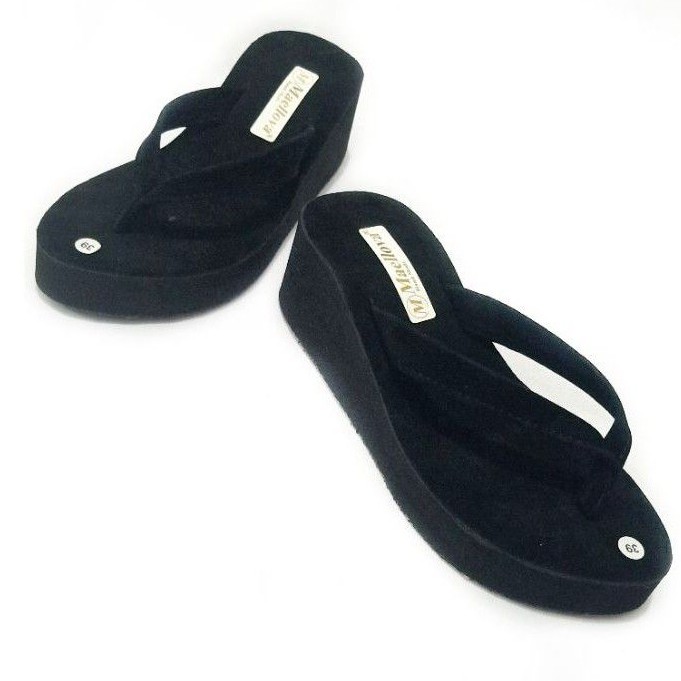 SENDAL WEDGES WANITA BELUDRU SOL KARET - SENDAL JEPIT WANITA - SANDAL SPON WANITA