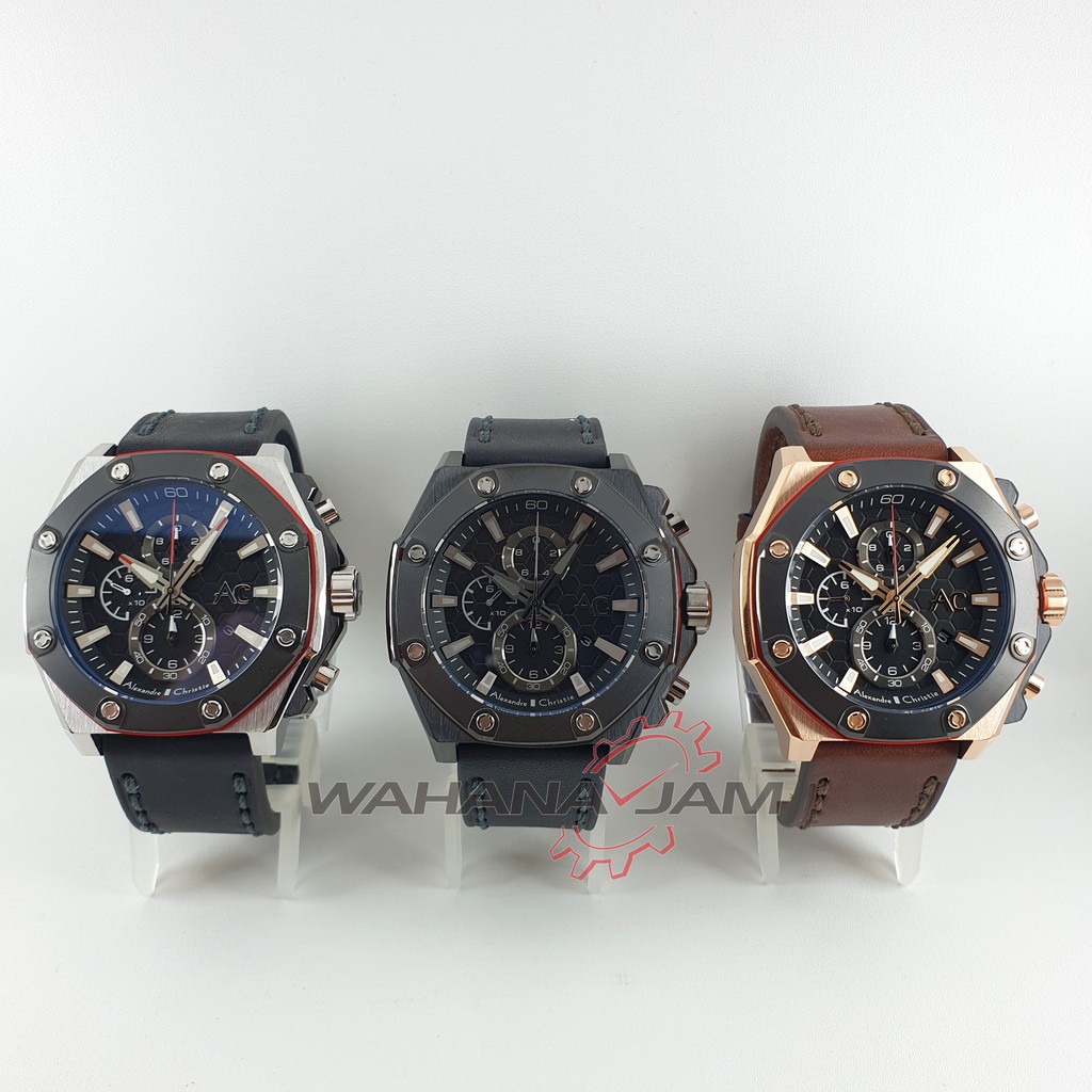 Alexandre Christie AC 9601 MC / Jam Tangan Pria AC9601 AC Collection Chrono Kulit Leather Original