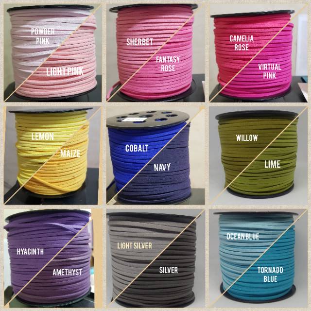 Tali Suede / Bahan Gelang  3 mm Harga per Roll (100 yard)