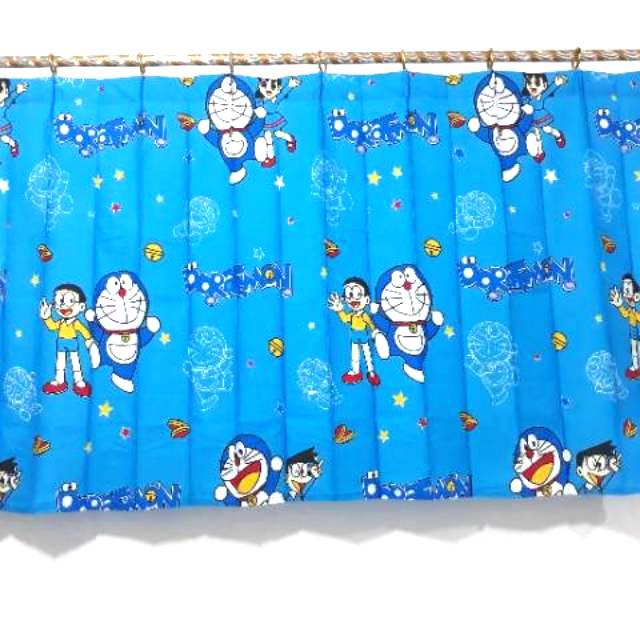 Gorden jendela pendek Washtafel/westafel Doraemon premium ukuran lebar 150 x tinggi 75 cm