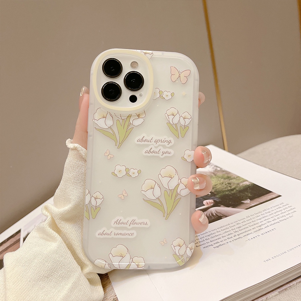 Soft Case TPU Motif Bunga Tulip Untuk iPhone 11 7Plus 8Plus Xr XS Max 13 12 Pro Max 11 13pro Max