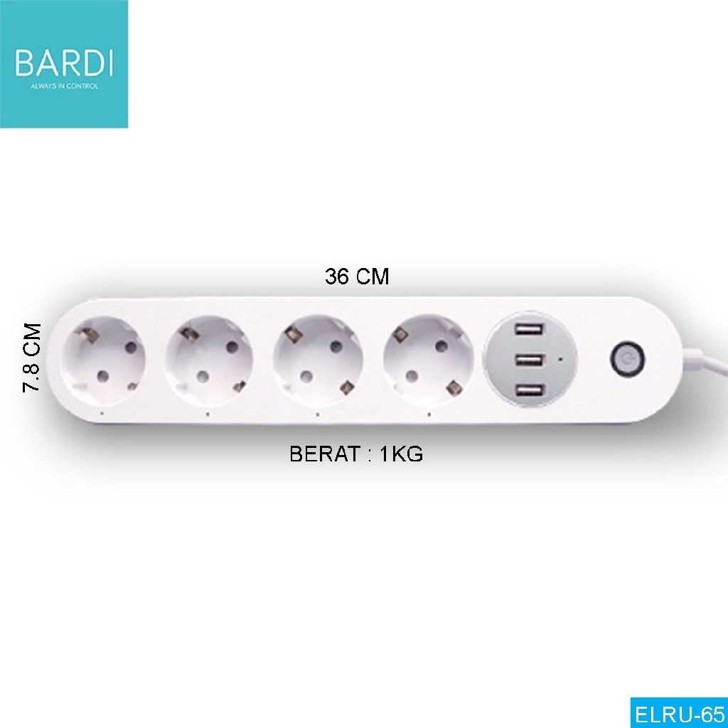 Bardi SMART EXTENTION POWER STRIP 4 EU Wifi Wireless IoT Home Automation Colokan Stop Kontak Pintar