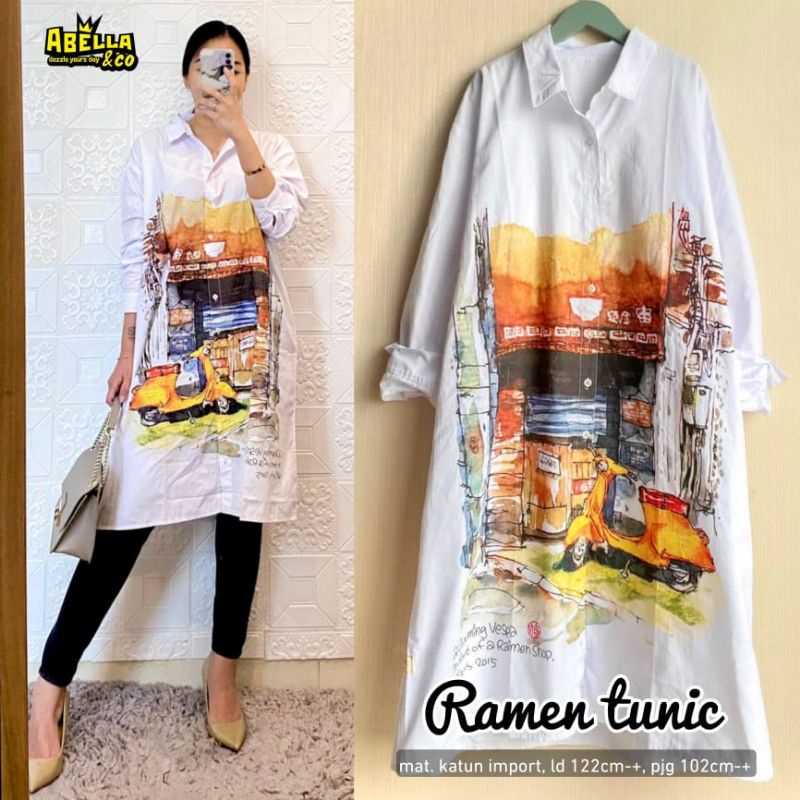 Ramen Tunik Bahan Katun Import - Tunik Wanita Ukuran XXL LD 122 - Tunik Muslim  - Fahion Wanita - Mo