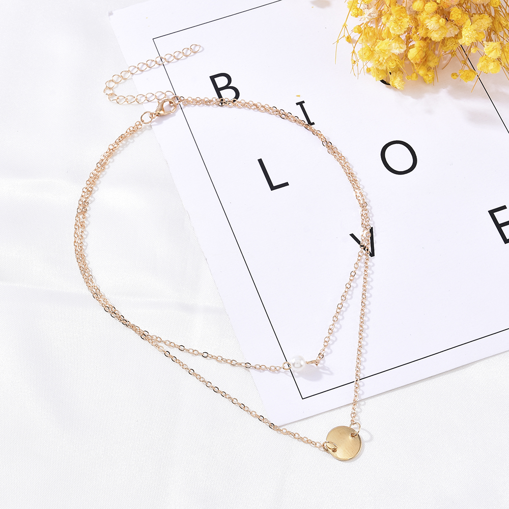 Simple Fashion Female Clavicle Pendant Peal Multi-Layer Clavicle Neck Chain Necklace