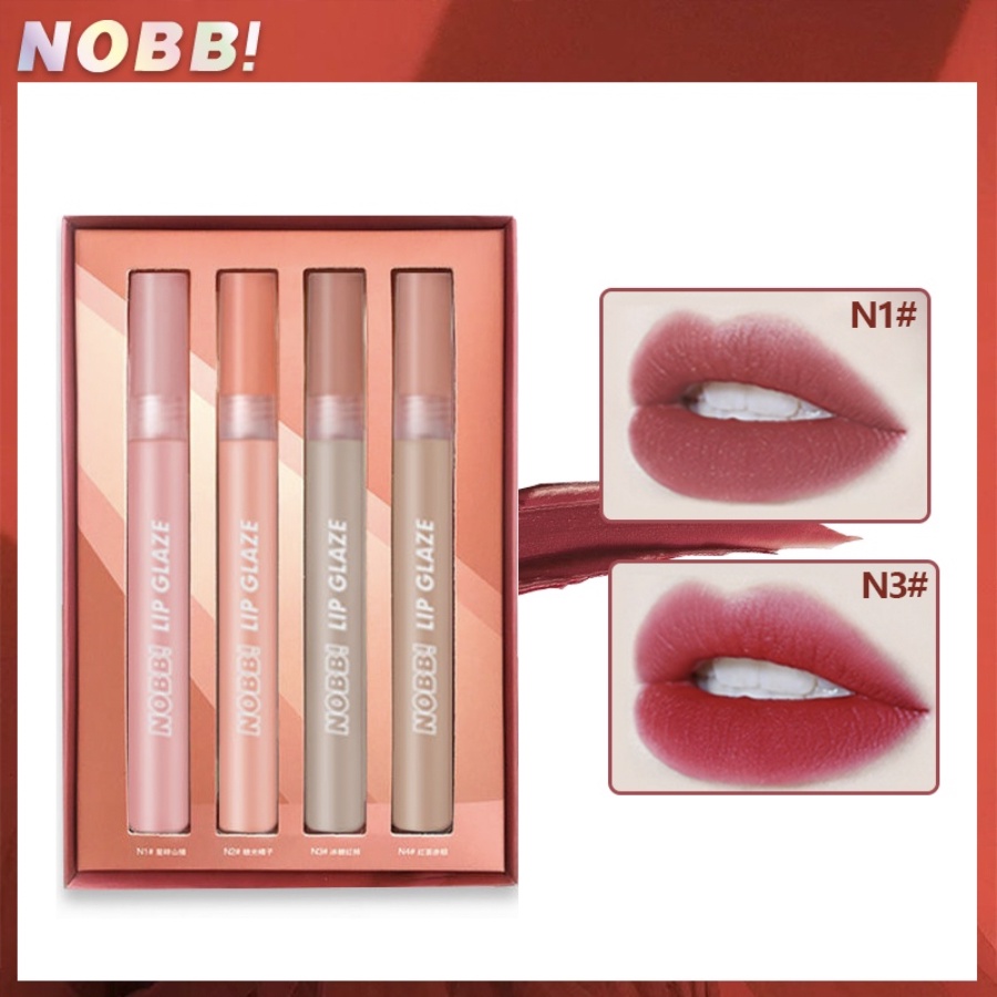 NOBB 4 PCS SET Lipstick Clouds And Fog Matte Broken Star Lipstik Lip Cream Lip Glaze NO006