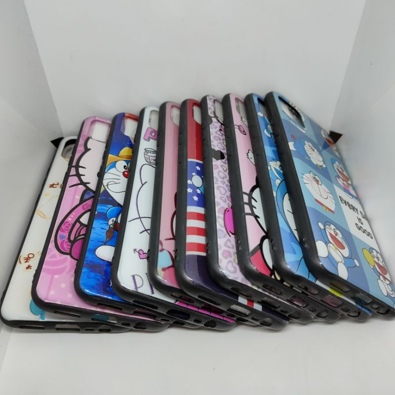 Case Gambar Plus Tempered Glas Realme C11 / Silikon Motif Doraemon Hello Kitty Realme C11