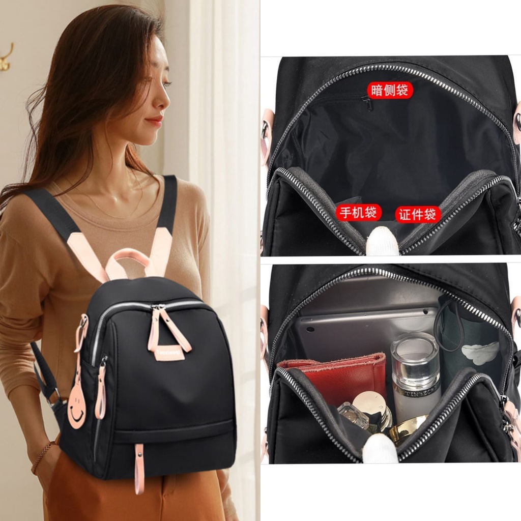 TAS RANSEL WANITA IMPORT ANTI AIR BRANDED HITAM BENITA TA455B5 BACKPACK BESAR CEWEK GENDONG PUNGGUNG SEKOLAH KERJA KULIAH PREMIUM KOREA BATAM MURAH