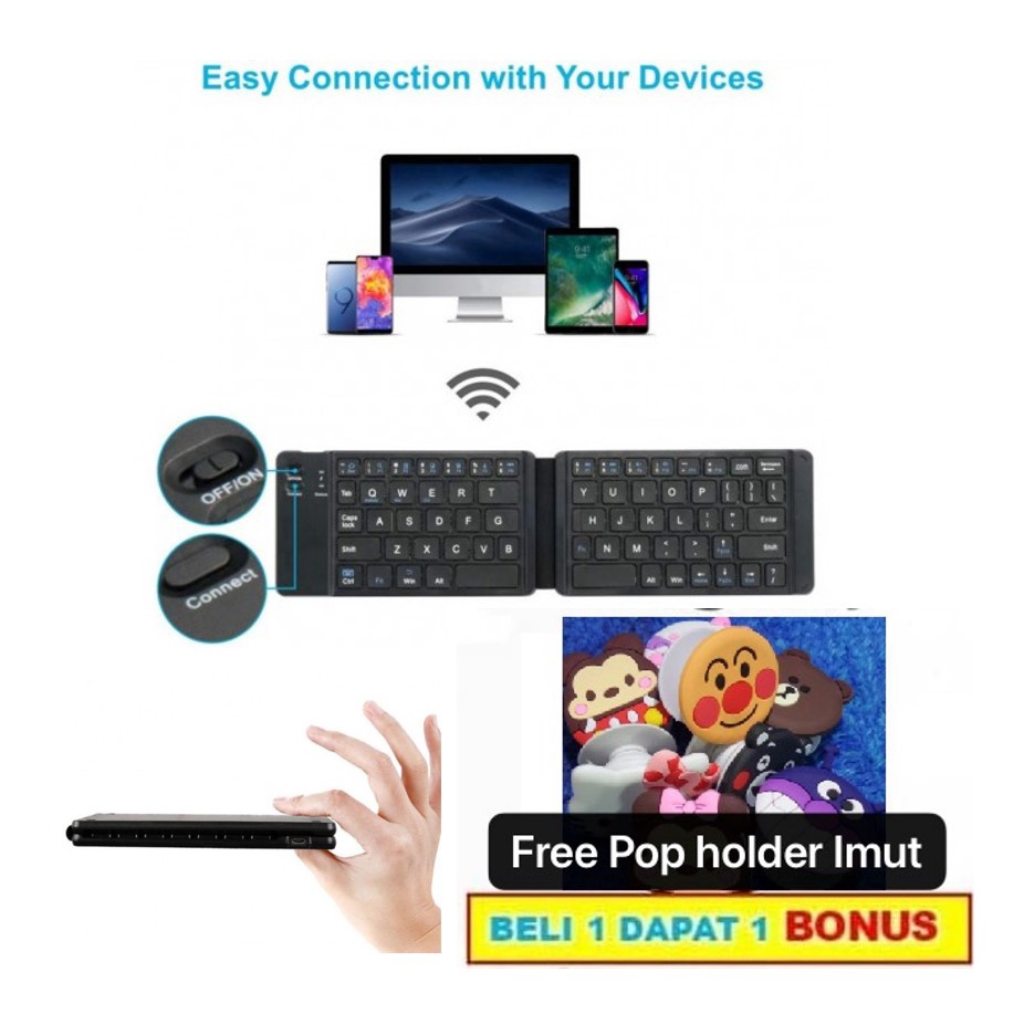 SOHA KYB-006 Wireless Bluetooth Keyboard Portable Lipat Folding Magnetic Support IOS Win An