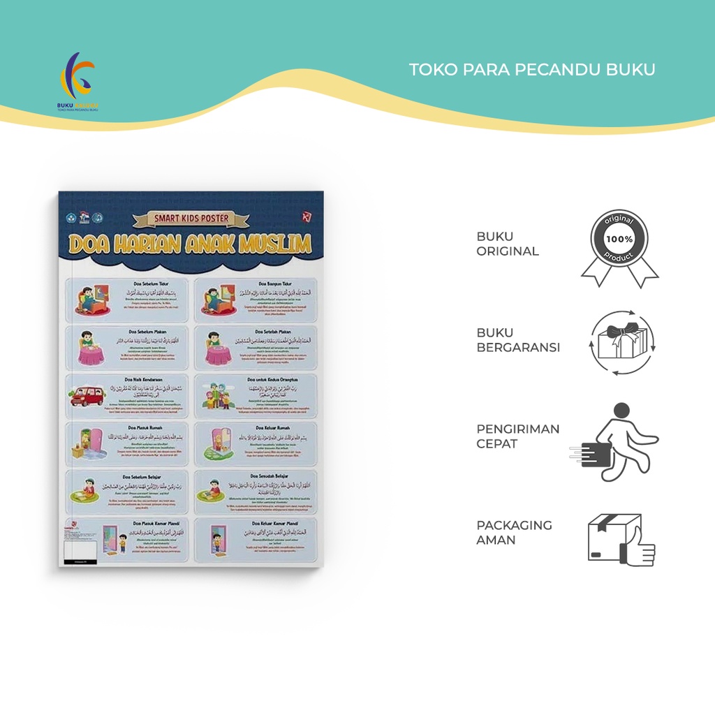 Poster Referensi - Smart Kids Poster : Doa Harian Anak Muslim - Kawan Kita - Buku Kaluku