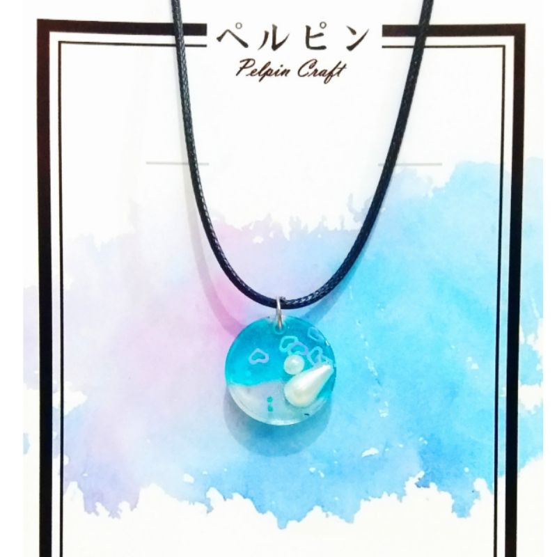 kalung epoxy resin stone marine ocean blue necklace resin stone high quality jewelry