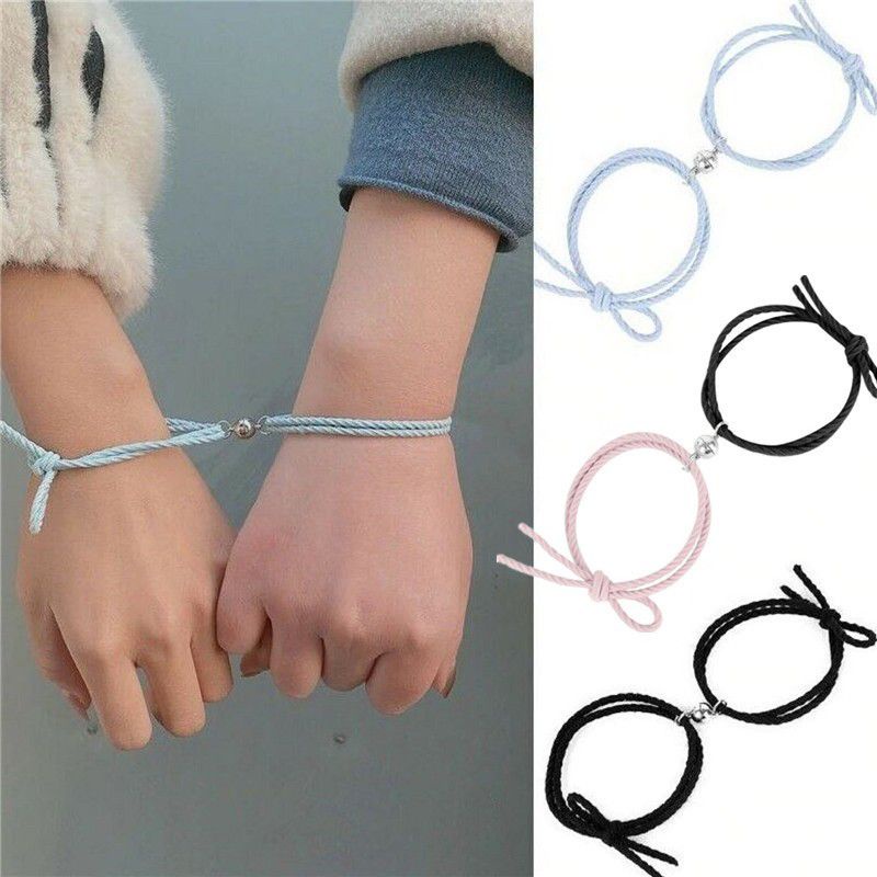 2PCS Gelang Couple Magnet Pasangan Sahabat Bestie Coupel / Gelang Tali Elastis