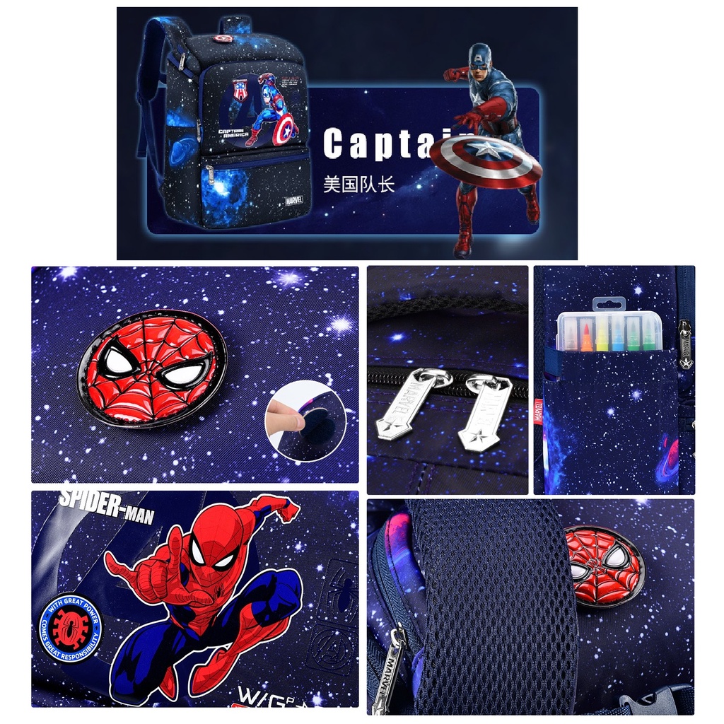 TAS SEKOLAH ANAK DISNEY AVENGERS CAPTAIN AMERIKA 3D ULTRALIGHT WATERPROOF TAS ANAK LAKI-LAKI