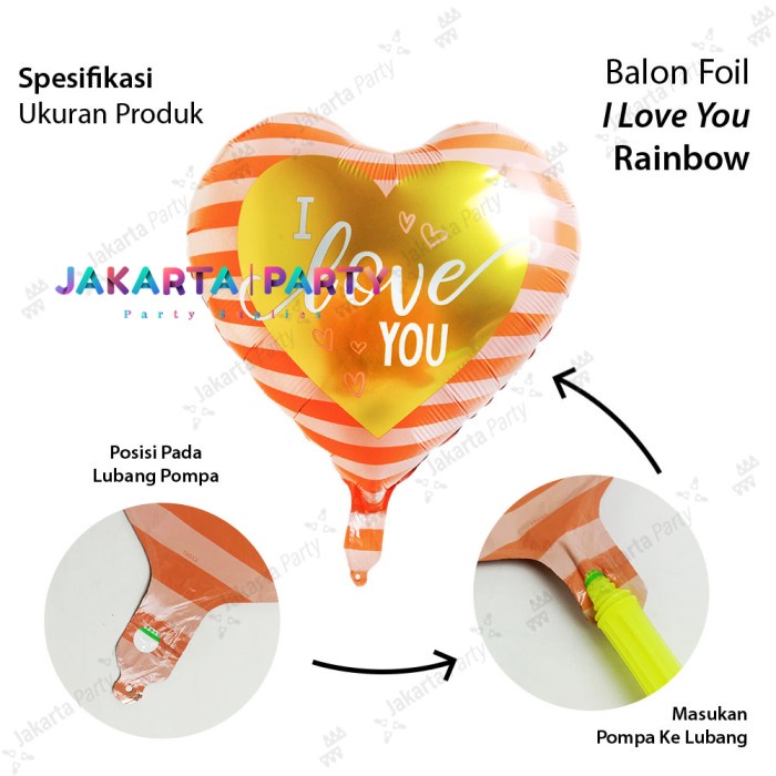 Balon Foil I Love You Salem Garis / Balon Love / Balon Hati