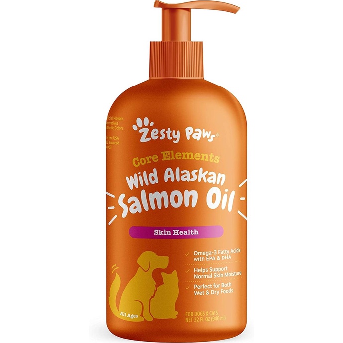 =====] ZESTY PAWS Wild Alaskan Salmon Oil - Vitamin Omega Kulit Bulu Anjing