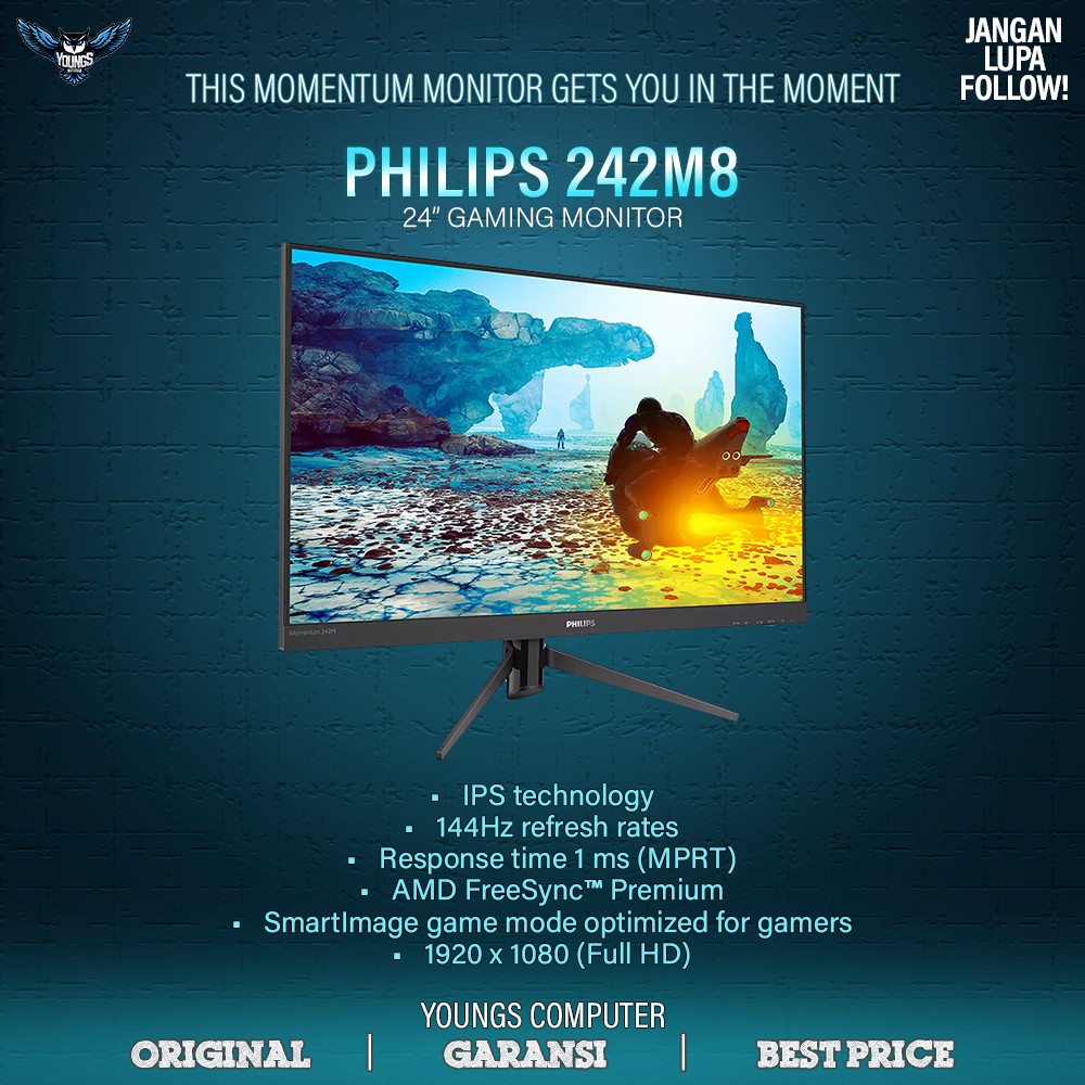 Monitor LED Gaming Philips 242M8 24&quot; 1080P IPS 144hz 1ms