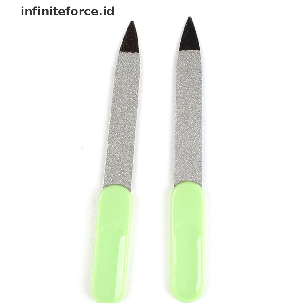 2 Pcs Alat Kikir Kuku Dua Sisi Bahan stainless steel metal Untuk manicure pedicure