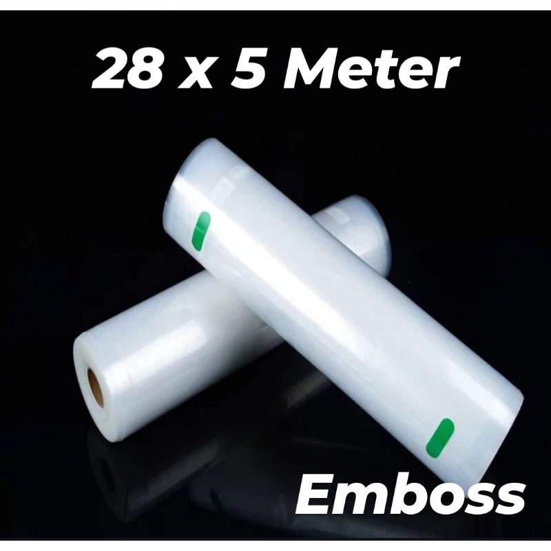 Plastik 28 x 5M Vacuum Roll Embos Bertekstur 5Meter Vacum Makanan Baju 28 EMBOSS embos vacum ukuran meter PLASTIK VACUUM / VACUM BAG EMBOSSED EMBOSS EMBOS / PLASTIK