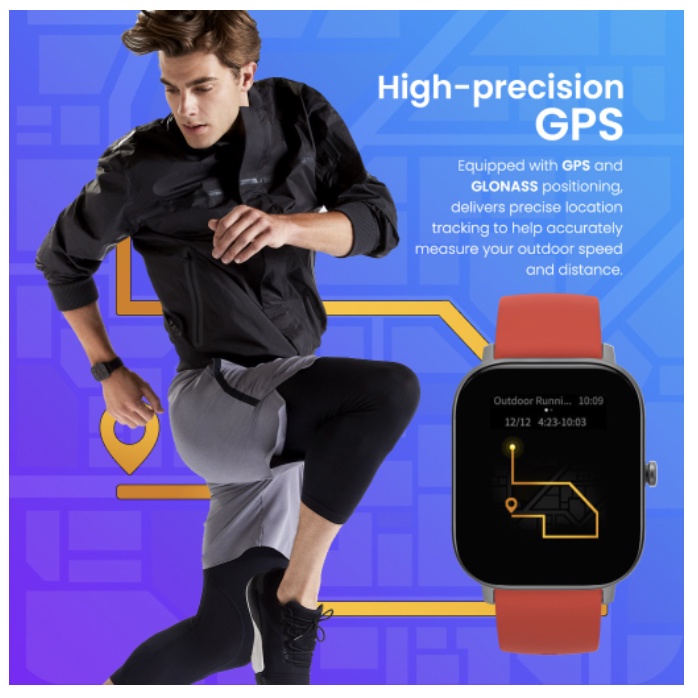 Amazfit GTS Fitness Smartwatch 1.65&quot; AMOLED Always-On display, GPS, Heart rate monitor, jam tangan with Music control, Sleep and Swimming