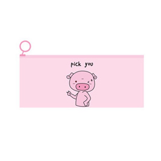 Tempat Pensil unik motif Transparan Sumikko Gurashi motif zipper-Pig Pick You 2