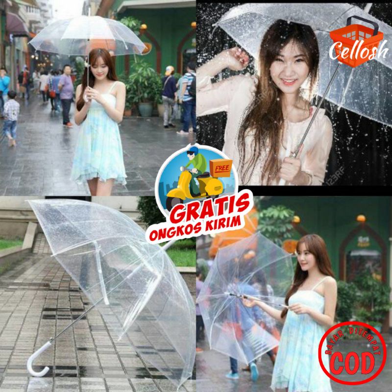 Payung Transparan Bening umbrella transparant Korea Japan Best Quality